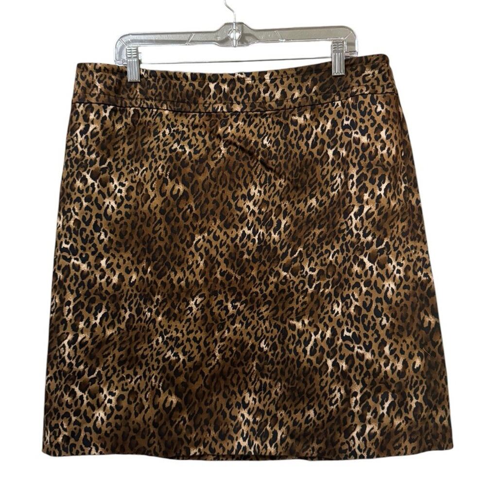 First Issue‎ A Liz Claiborne Company Skirt Women Size 14 Leopard Print Zipper
